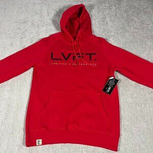 Live Fit LVFT Pullover Hoodie Men Small Red Performance Workout Gym Logo NWT